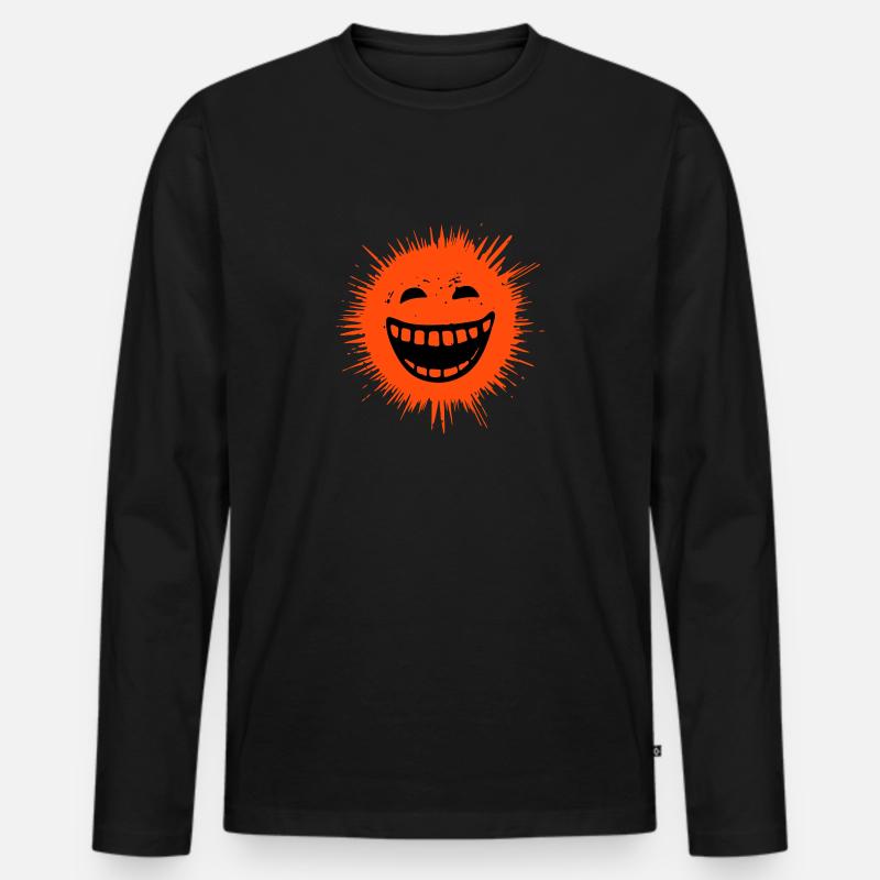 Strahlendes Lächeln - Männer Premium Bio Langarmshirt - Schwarz