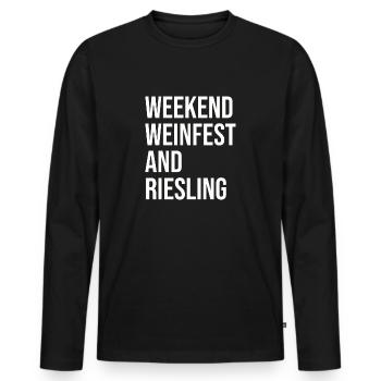 Schorle Riesling Pfalz Wochenende Weinfest Motiv - Männer Premium Bio Langarmshirt - Schwarz - Vorne - Nico (187cm)