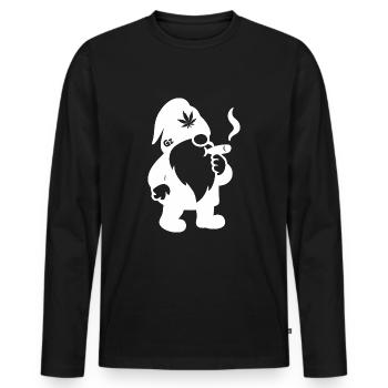 Kiffender Zwerg/Wichtel mit Joint - Weedlove - Männer Premium Bio Langarmshirt - Schwarz - Vorne - Nico (187cm)