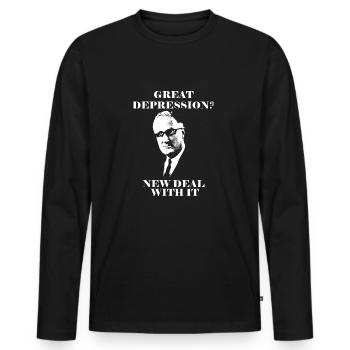 Grande Dépression? New Deal avec elle! - T-shirt manches longues Premium bio Homme - noir - Devant - Nico (187cm)