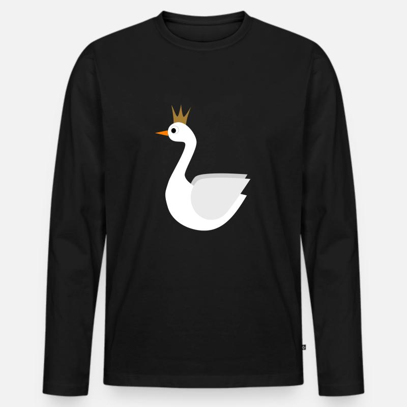Schwan - Männer Premium Bio Langarmshirt - Schwarz
