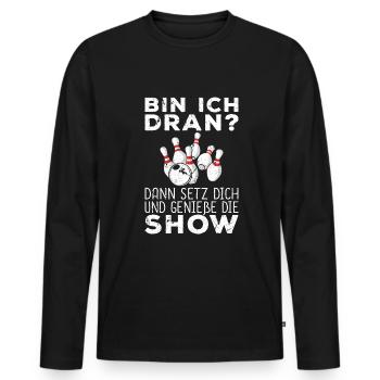 Setz Dich Geniße Die Show Bowling - Männer Premium Bio Langarmshirt - Schwarz - Vorne - Nico (187cm)