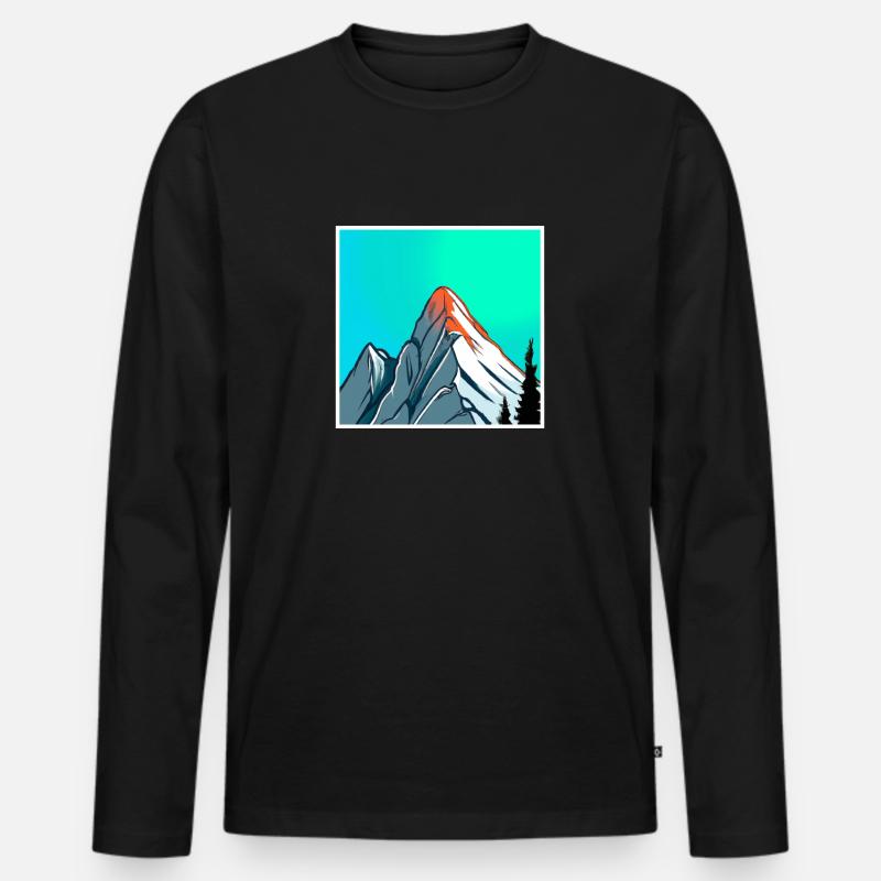 Berg Gemälde - Männer Premium Bio Langarmshirt - Schwarz