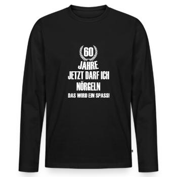 60 Geburtstag - Männer Premium Bio Langarmshirt - Schwarz - Vorne - Nico (187cm)
