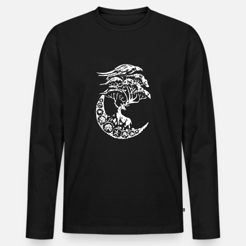 mythische Hirsche - Männer Premium Bio Langarmshirt - Schwarz