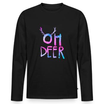 Oh Deer Cerf de renne Noël - T-shirt manches longues Premium bio Homme - noir - Devant - Nico (187cm)