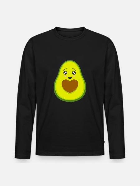 Avocado - Männer Premium Bio Langarmshirt - Schwarz
