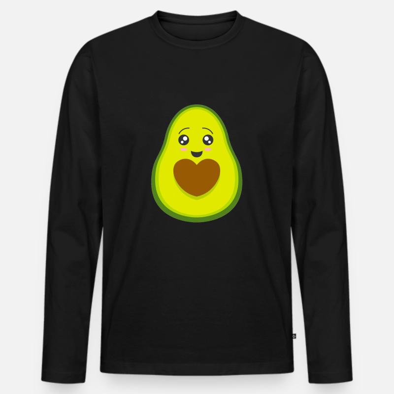 Avocado - Männer Premium Bio Langarmshirt - Schwarz