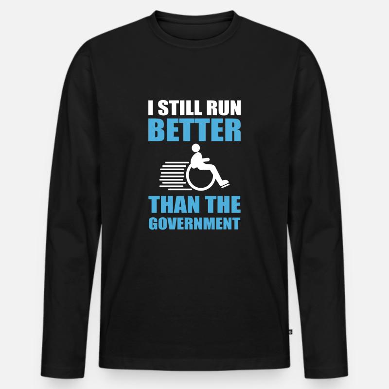 Rollstuhl - Männer Premium Bio Langarmshirt - Schwarz