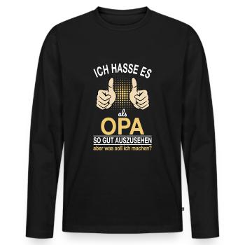 Opa Spruch - Männer Premium Bio Langarmshirt - Schwarz - Vorne - Nico (187cm)