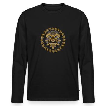Mystical mask in the bird circle - Men's Premium Organic Long Sleeve Shirt - black - Front - Nico (187cm)