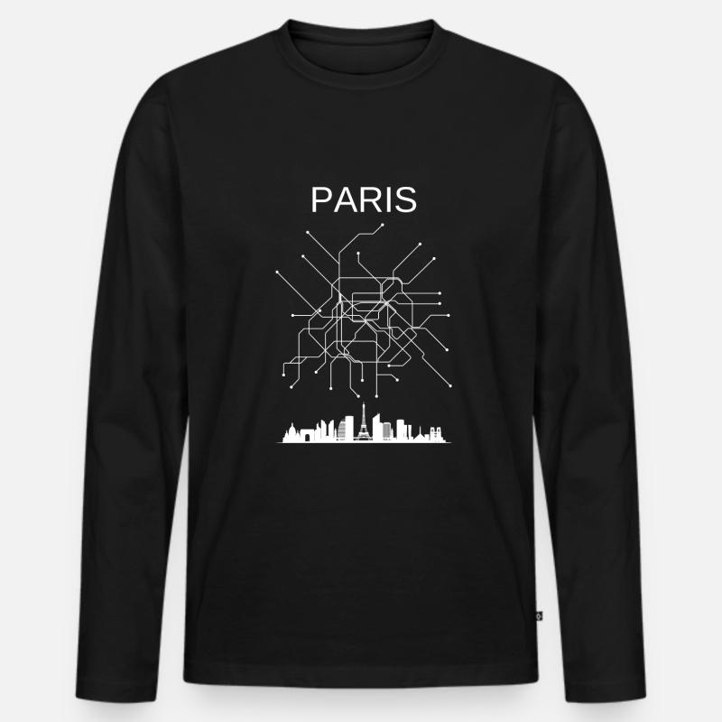 Paris Stadt - Männer Premium Bio Langarmshirt - Schwarz