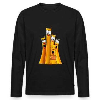 bande de chat - T-shirt manches longues Premium bio Homme - noir - Devant - Nico (187cm)