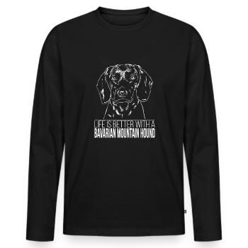 BAVARIAN MOUNTAIN HOUND life is better Wilsigns - Männer Premium Bio Langarmshirt - Schwarz - Vorne - Nico (187cm)