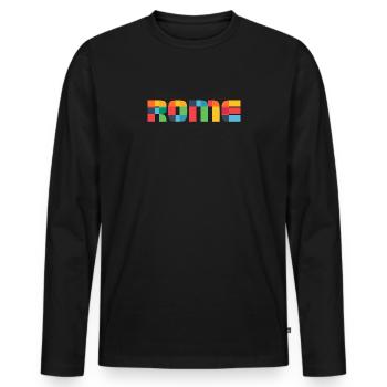 Rome Italy CMYK Pop Art Style - Men's Premium Organic Long Sleeve Shirt - black - Front - Nico (187cm)