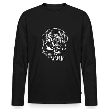 Aimé par un chien Terre-Neuve Newfie qui dit chiens - T-shirt manches longues Premium bio Homme - noir - Devant - Nico (187cm)