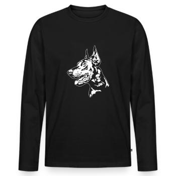 Dobermann Hundeportrait Hunde Hundesport Wilsigns - Männer Premium Bio Langarmshirt - Schwarz - Vorne - Nico (187cm)