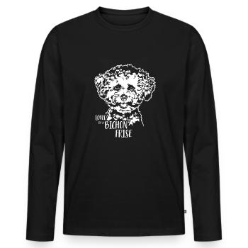 Aimé par un chien Bichon Frise disant chien Wilsigns - T-shirt manches longues Premium bio Homme - noir - Devant - Nico (187cm)