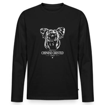 Chinois à crête papa chien chien Wilsigns - T-shirt manches longues Premium bio Homme - noir - Devant - Nico (187cm)