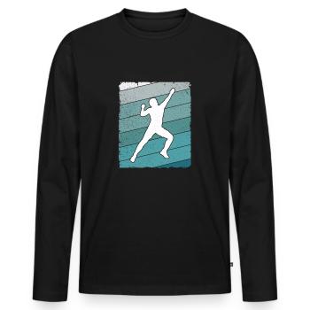 Escalade Bouldering Alpinistes Boulder - T-shirt manches longues Premium bio Homme - noir - Devant - Nico (187cm)