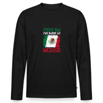 Ich kann nicht in Mexiko stecken bleiben - Männer Premium Bio Langarmshirt - Schwarz - Vorne - Nico (187cm)