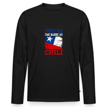 Ich kann nicht nach Chile - Männer Premium Bio Langarmshirt - Schwarz - Vorne - Nico (187cm)