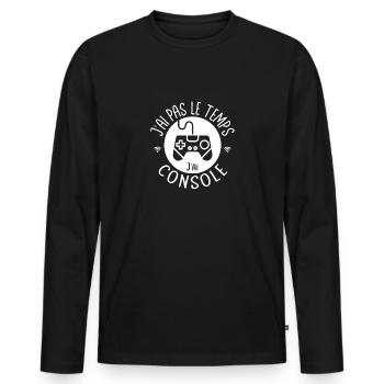 Ich habe keine Zeit, ich habe eine Konsole - Männer Premium Bio Langarmshirt - Schwarz - Vorne - Nico (187cm)