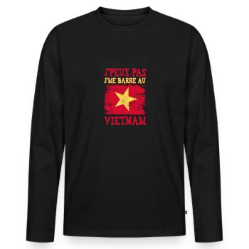 Je peux pas je me barre au Vietnam - T-shirt manches longues Premium bio Homme - noir - Devant - Nico (187cm)