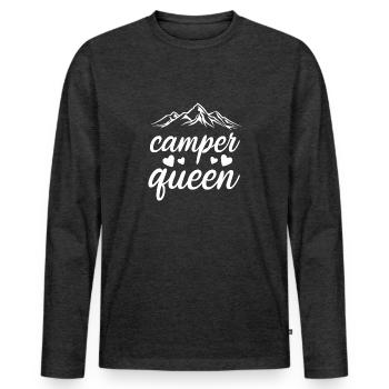 Camping Queen - T-shirt manches longues Premium bio Homme - anthracite chiné - Devant - Nico (187cm)