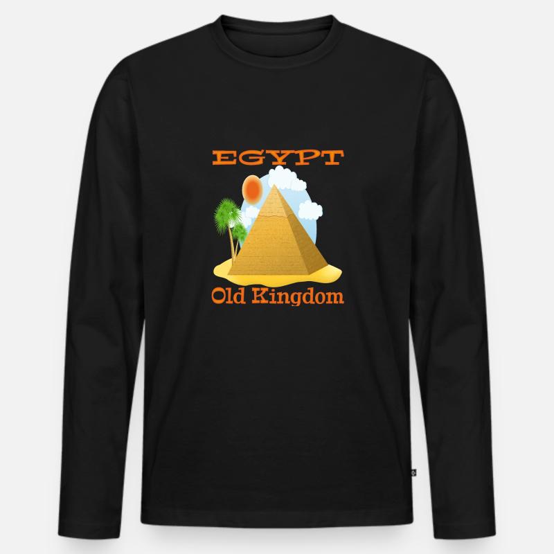 Egypt Old Kingdom Ägypter Pyramide Pharaoh Tempel - Männer Premium Bio Langarmshirt - Schwarz