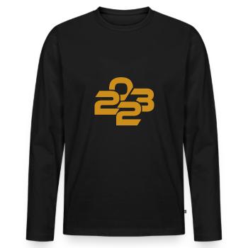 Happy New Year 2023 New Year's Eve Christmas - Men's Premium Organic Long Sleeve Shirt - black - Front - Nico (187cm)
