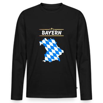 Bayern Flagge - Bundesland Umriss - Männer Premium Bio Langarmshirt - Schwarz - Vorne - Nico (187cm)