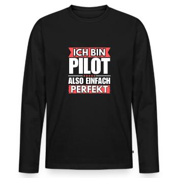 Einfach ein Perfekter Pilot - Männer Premium Bio Langarmshirt - Schwarz - Vorne - Nico (187cm)