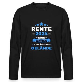Rente 2024 Ruhestand Legende Geschenk - Männer Premium Bio Langarmshirt - Schwarz - Vorne - Nico (187cm)