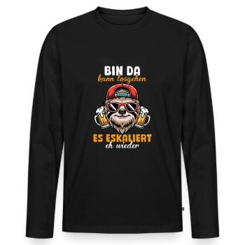 Bin Da Eskaliert Eh Wieder Bier Party Faultier - Männer Premium Bio Langarmshirt - Schwarz - Vorne - Nico (187cm)