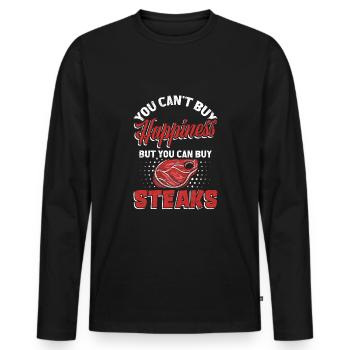 Steak - Männer Premium Bio Langarmshirt - Schwarz - Vorne - Nico (187cm)