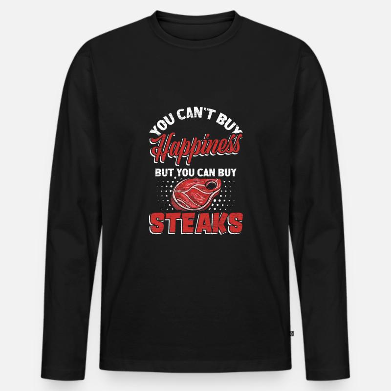 Steak - Männer Premium Bio Langarmshirt - Schwarz