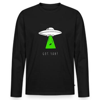OVNI Alien soucoupe volante - T-shirt manches longues Premium bio Homme - noir - Devant - Nico (187cm)
