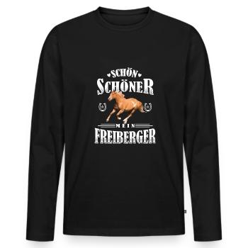 Schön Schöner Mein Freiberger - Männer Premium Bio Langarmshirt - Schwarz - Vorne - Nico (187cm)