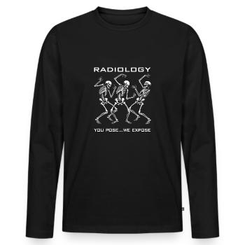 Dancing skeletons funny radiologist saying - Men's Premium Organic Long Sleeve Shirt - black - Front - Nico (187cm)