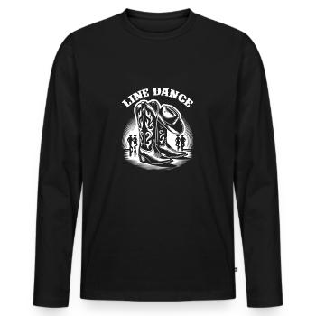 Line Dancing Country Dance - Line Dance Tanzen - Men's Premium Organic Long Sleeve Shirt - black - Front - Nico (187cm)