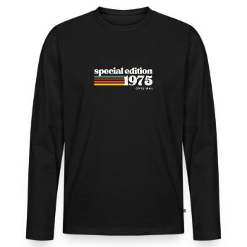 Cadeau 50e anniversaire : chemise rétro vintage de 1975 - T-shirt manches longues Premium bio Homme - noir - Devant - Nico (187cm)