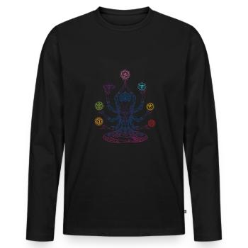 Chakra Mandala Energiesymbol Anahata - Männer Premium Bio Langarmshirt - Schwarz - Vorne - Nico (187cm)