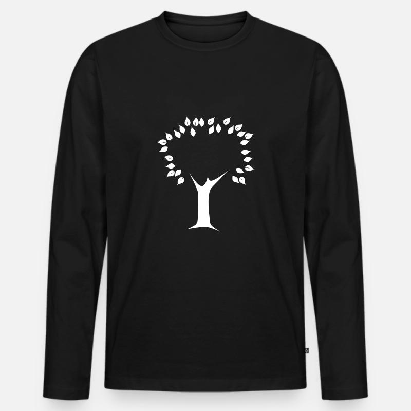 Baum - Männer Premium Bio Langarmshirt - Schwarz