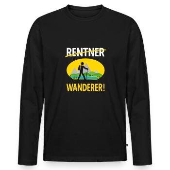 Rentner Wanderer T-Shirt Wandern Geschenkidee - Männer Premium Bio Langarmshirt - Schwarz - Vorne - Nico (187cm)