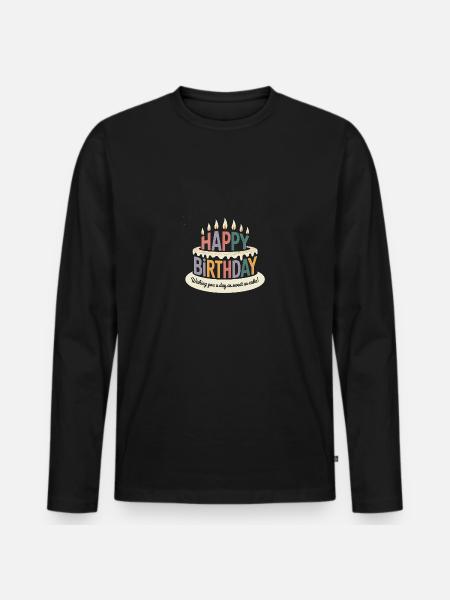 Tillykke med fødselsdagen - Cool Vintage Cartoon Logo - Premium økologisk langærmet T-shirt til mænd - sort