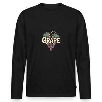 Grape Vine - Funny Vintage Cartoon Design - Men's Premium Organic Long Sleeve Shirt - black - Front - Nico (187cm)