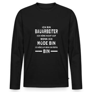 Bauarbeiter Baustelle Hausbau Baustellen Bauen - Männer Premium Bio Langarmshirt - Schwarz - Vorne - Nico (187cm)