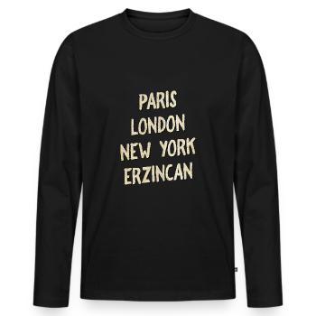 Erzincan - Männer Premium Bio Langarmshirt - Schwarz - Vorne - Nico (187cm)