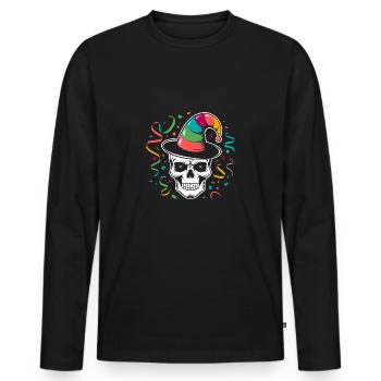 Drôle de carnaval Carnaval Crâne Helau - T-shirt manches longues Premium bio Homme - noir - Devant - Nico (187cm)